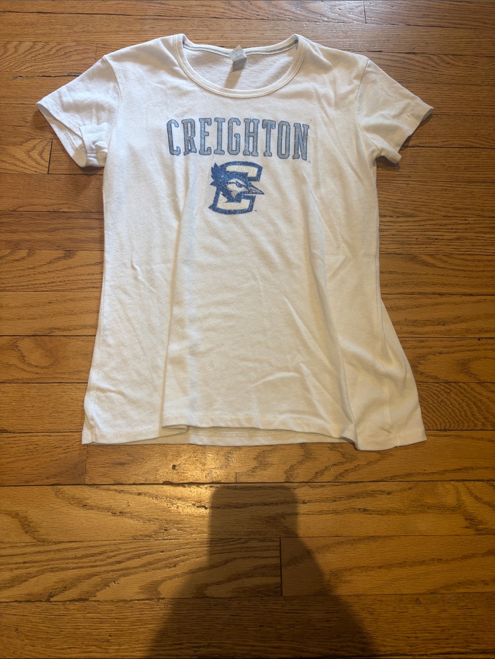 Size Small Alternative Apparel White Tee with Blue Creighton Logo